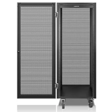 Sound Town 30U Steel Server Rack, w/ Mesh Doors, Locking Casters (STRK-M30UWD)