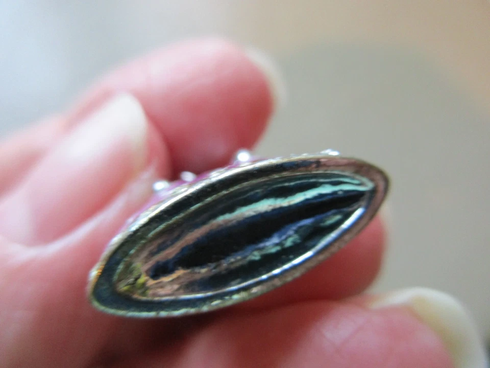 VINTAGE SILVER TONE CRYSTAL PINK ENAMEL CLIP ON HANDBAG PURSE FOB CHARM PENDANT - Image 3 of 3