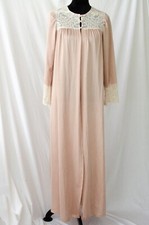 Vintage Shadowline Button Front Nylon Robe With Lace Accents Sz S