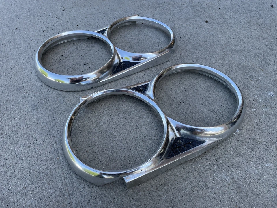 OEM 1963 Pontiac Tempest Lemons faros biseles borde diestro diestro par ¡Bonito! Foto 4 de 4