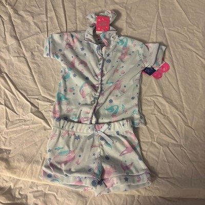 Delia's Girl Pajama Set Unicorn Sleepwear Shorts Scrunchie 2T