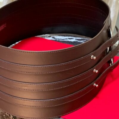 Versace Couture Runway Statement Belt Leather 28/70 NEW $425 VERSACE RUNWAY Black Grainy Leather GOLD  main image 2