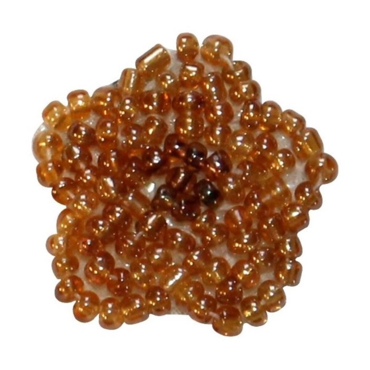 ID 8925 Lot of 3 Tan Flower Head Patch Blossom Plant Beaded Iron