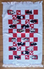 Leshner Mills Pig Kitchen Hand Towels Red Checkered Fringe Hog Country