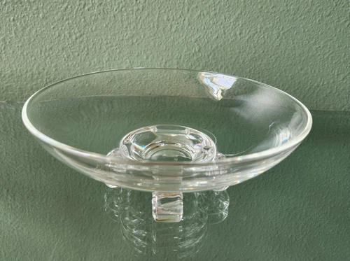 Mid-Century STEUBEN Crystal 8" SCROLL FOOT Low BOWL John Dreves c. 1942 MINT!