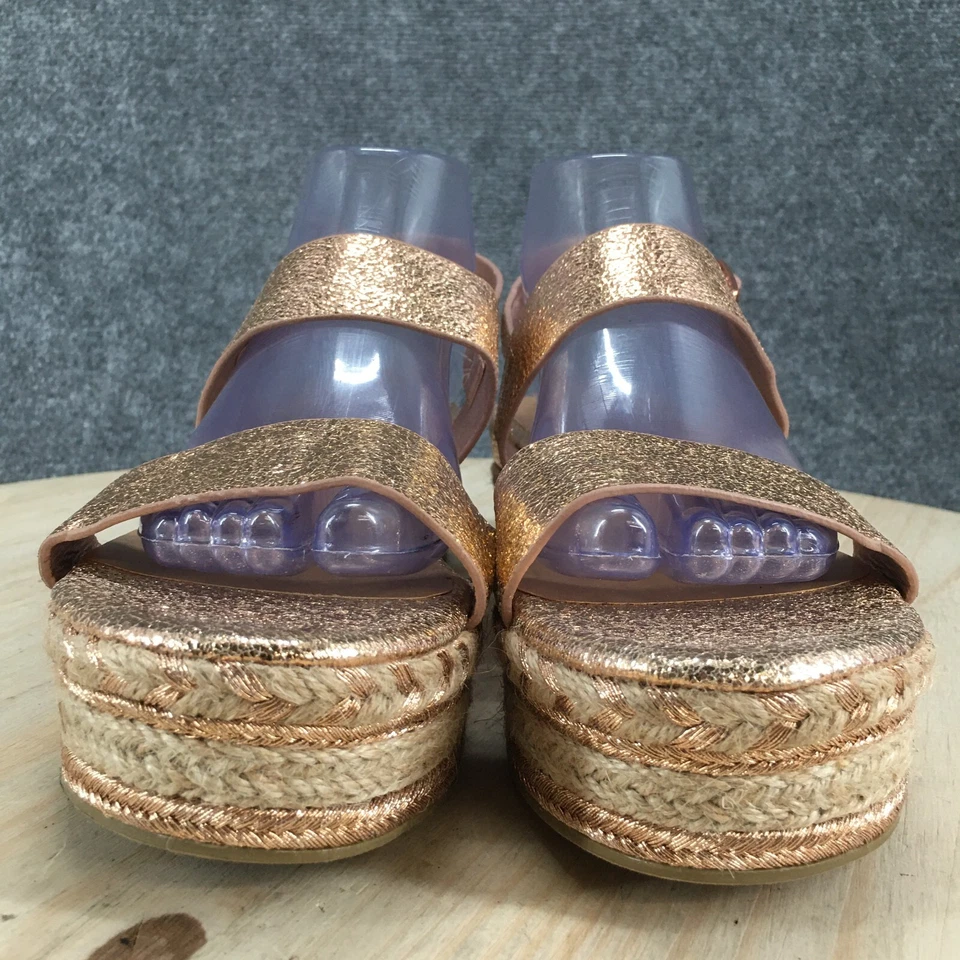 竹制凉鞋女式 10 Infinity Platform 坡跟帆布鞋粉色人造皮革 — 第 4/4 张图片