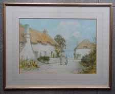 Exeter Village Landscape + Figures Lewis Mortimer Original Antique Watercolour