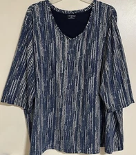 Catherines Plus Size Top Women’s Size 3X Blue Knit Pre-owned