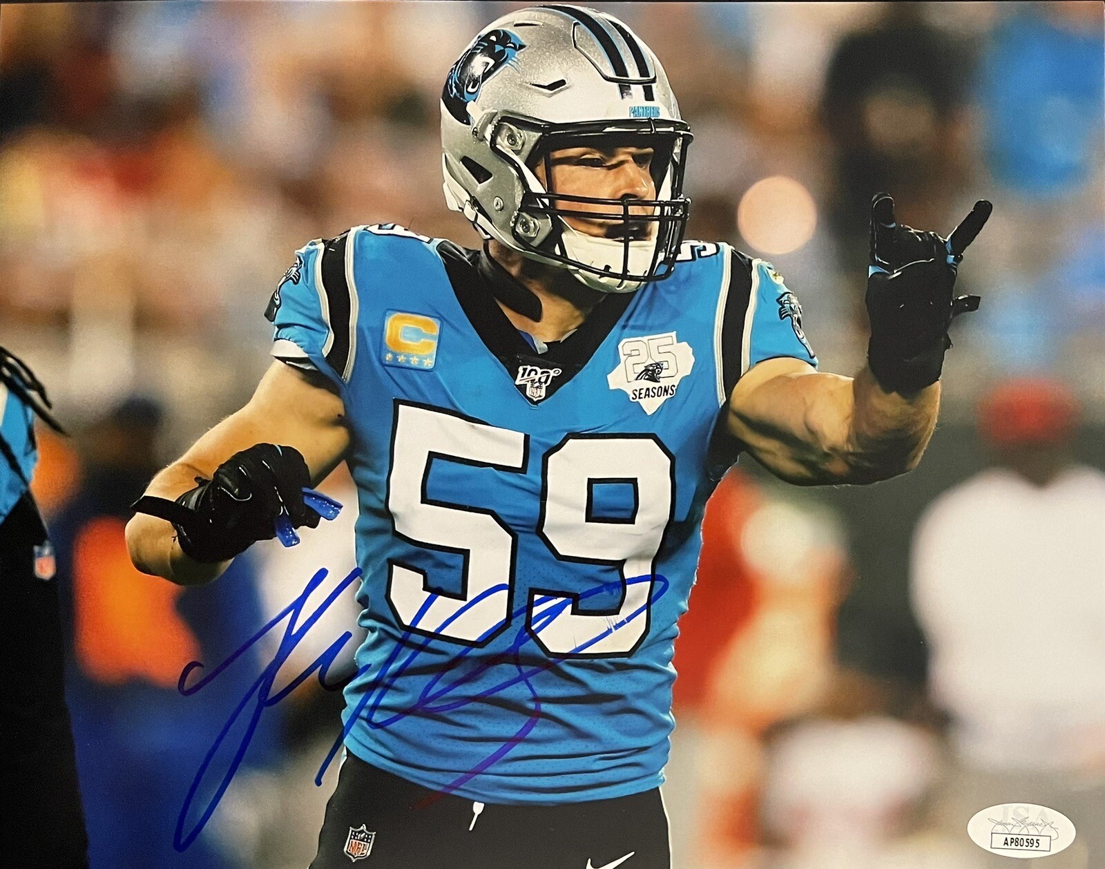 Luke Kuechly Autographed Signed Carolina Panthers 8x10 Photo JSA COA 