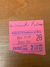 1972 New York Knicks v Buffalo Braves Basketball Ticket Elmore Smith 28 points 