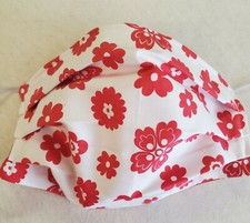 Red Floral Face Mask with Nose Wire, Filter Pocket, Reversible 2 masks in 1