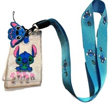 Stitch Cartoon Character with PVC Charm Lanyard ID Holder Keychain