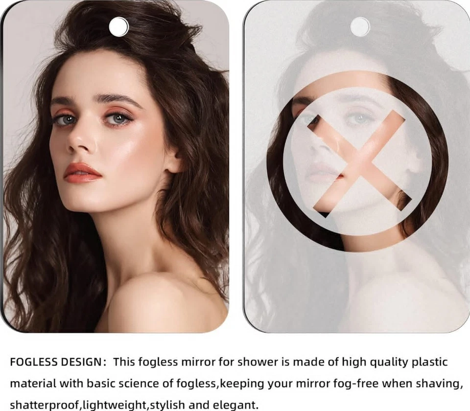 Paquete de 2 espejos de ducha sin niebla de 8"X6" para espejo de afeitar colgante de pared - baño nuevos Foto 3 de 4