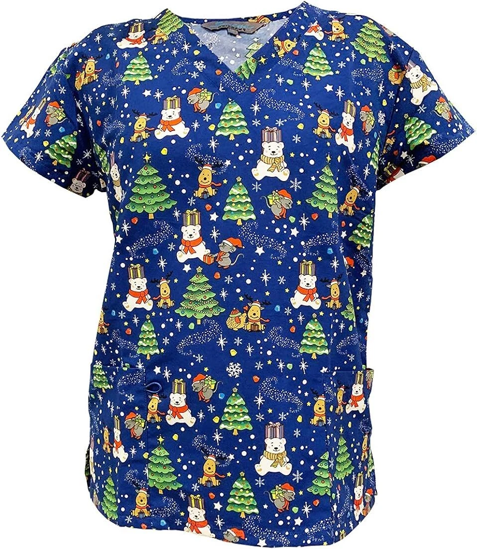 Scrub tops deals christmas