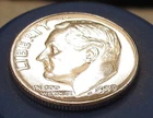 1959 Gem Brilliant Uncirculated Dime 90% Silver Blazing Luster #122 ~ 7