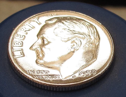 1959 Gem Brilliant Uncirculated Dime 90% Silver Blazing Luster #122 ~ 7