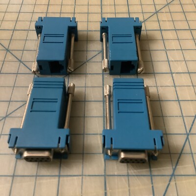 4x 9-Pin DB9 RS232 Serial Port Female to RJ45 8P8C Network Modular Adapter Blue