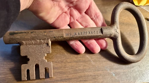 Antique Large Cast Iron M/S Karpfanger Ship Key