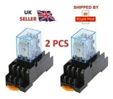 2pcs, 12V DC Coil ,14 Pins Power Relay MY4NJ 4NO 4NC  with PYF14A Socket Base 5A