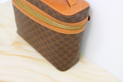 CELINE Macadam Vanity Bag Pouch Brown Bag Handbag Women's Free