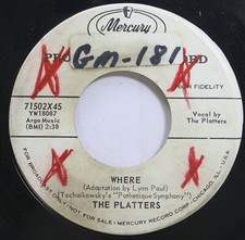 50'S  60'S Promo 45 The Platters - Where / Wish It Were Me On Mercury