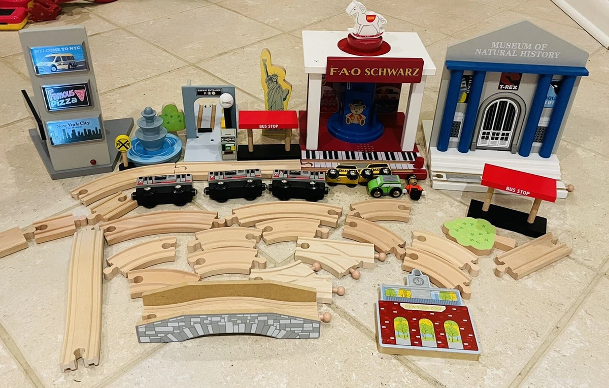 FAO Schwarz Wooden Subway NYC Trains, Museum,Toy Store,Parking  Garage,Fountain