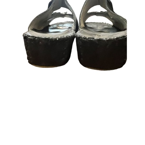 La Plume Jen Slip On Sandals Black Nubuk Leather Made in Italy Buckles Sz 41 - Picture 4 of 6
