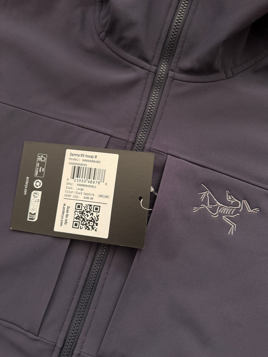 Arc'teryx Gamma MX Hoody Men's Black Sapphire Size Large New Arc'teryx Gamma MX Hoody Men's Black Sapphire Size Large New