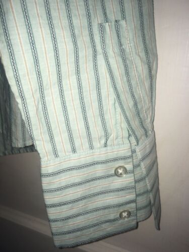 Gap Ladies New pale blue striped double cuff shirt medium - Picture 5 of 9