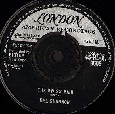 DEL SHANNON the Swiss maid  ginny in the mirror 7" WS EX/ uk london HL-X 9609 - Picture 1 of 1