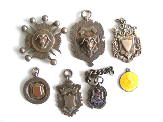 6 ANTIQUE SILVER WATCH FOBS ENAMEL ST.CHRISTOPHER