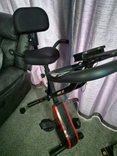 Upright Exercise Bike Adjustable Seat LCD Display Metal Home Use Black/Red