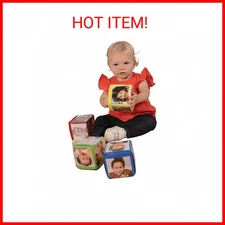 Constructive Playthings Customizable Stacking Block Toys with Clear Pockets for