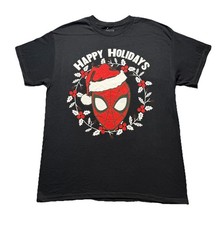 Marvel Spider-Man Happy Holidays T-Shirt Men  s Medium NWT Christmas Black Tee