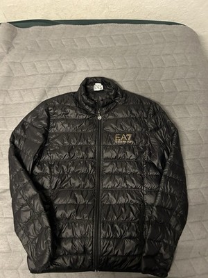 Emporio Armani EA7 Herren Schwarz Medium Puffer Jacke Leichtes Nylon