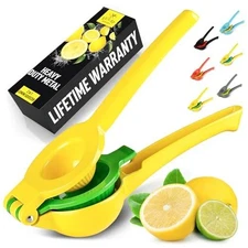  Metal 2-in-1 Lemon Squeezer - Sturdy Max Extraction Classic Yellow and Green