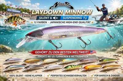 Nories Laydown Minnow 110 Suspending  Silent  Japanwobbler der Extraklasse NEUE  - Bild 1 von 4