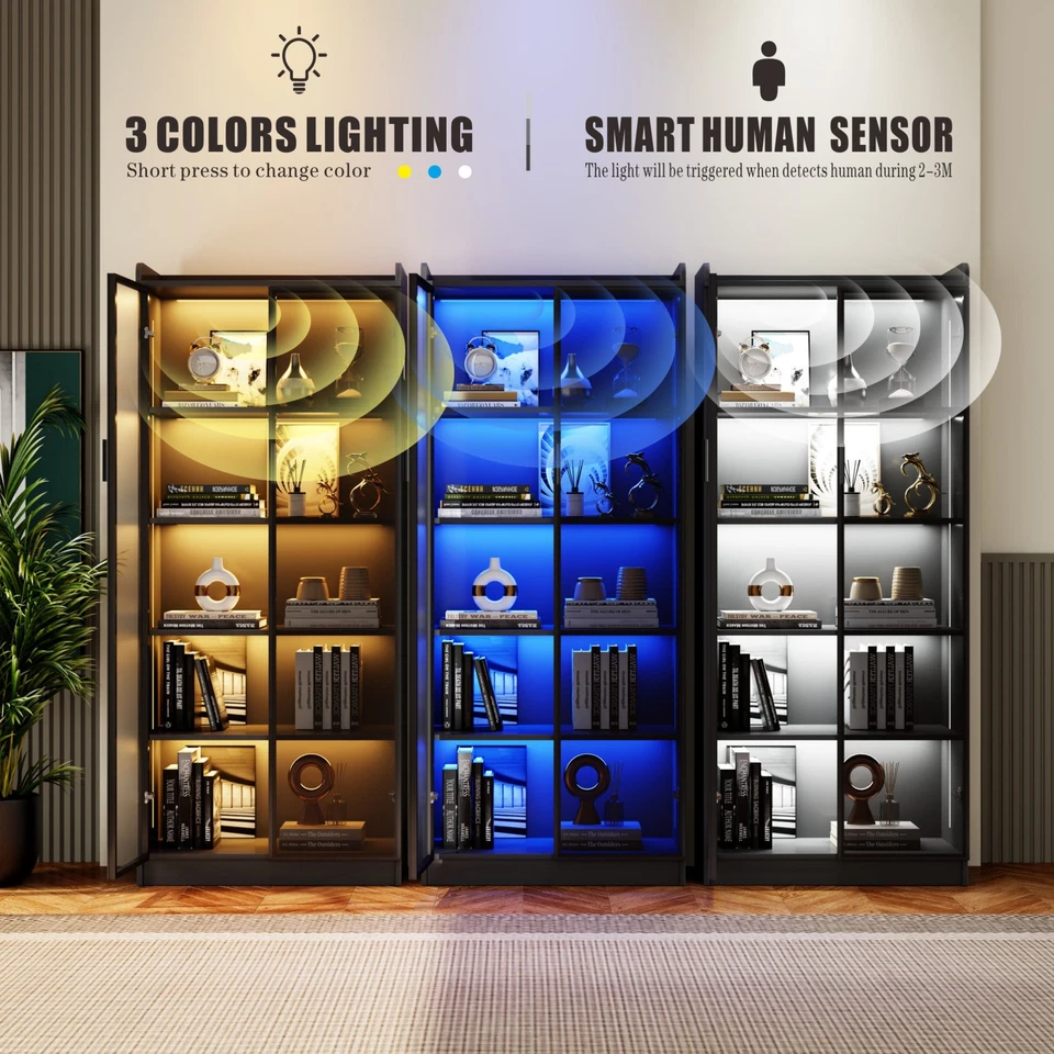 Vitrina 65" con Luces, Gabinetes de Curiosidades de 5 Niveles con Estantes Ajustables Foto 3 de 4