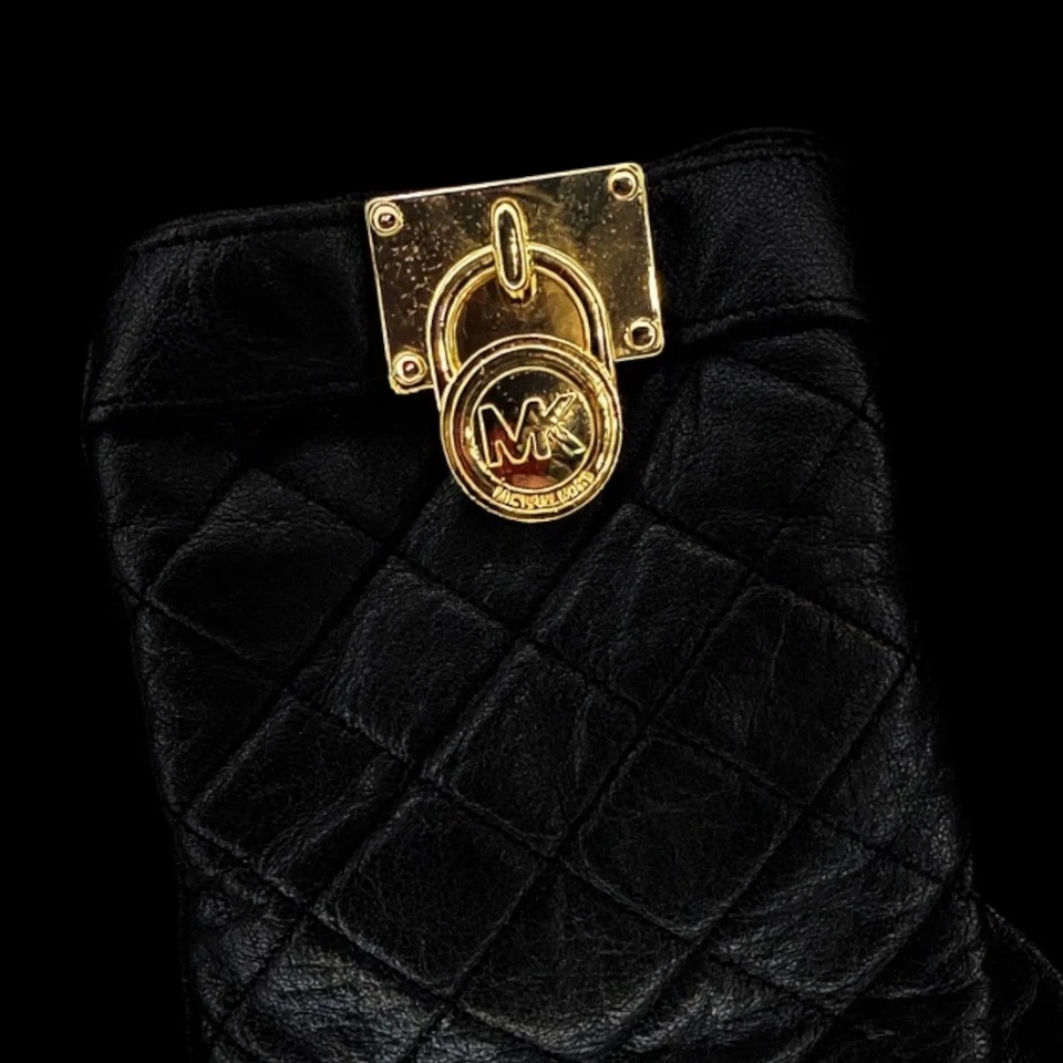 Guantes de invierno de cuero para mujer Michael Kors - S/M - detalles con logotipo dorado Foto 4 de 4