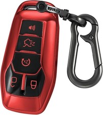 key fob cover case, with keychain fit Explorer Mustang Edge Fusion Color: Red