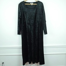 Vintage 1X Dress Black Velvet Velour Babydoll Whimsigoth Goth Grunge Witchy Midi