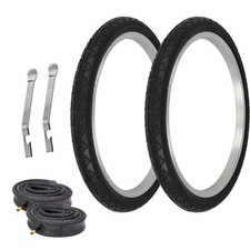 PRO BICYCLE 20" x 1.75 ALL BLACK SLICK TREAD 2 TIRES, HEAVYDUTY TUBES, LEVERS