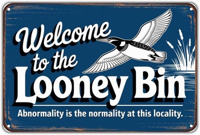 Welcome to The Looney Bin Vintage Flying Tin Metal Signs Home Décor 8x12