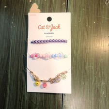 Cat  Jack NWT 3 Piece Girl's Bracelet Set Flowers Smiley Face Beads