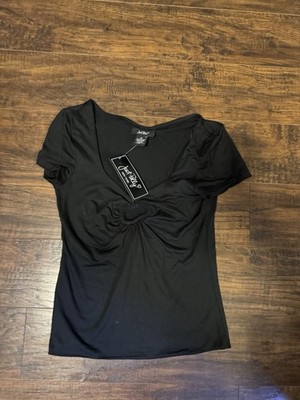 Just Polly New York Sleeveless Top Size MED Polyester Stretch - Black