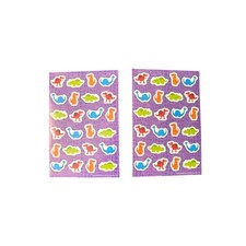 Lot of 2 Dinosaur Sticker Sheets T-Rex Triceratops Brontosaurus Kids Crafts