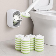Disposable Toilet Bowl Brush and Holder Set Wall Mounted with 24 Refills