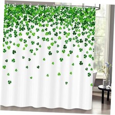 St. Patrick's Day Shower Curtain Clover Shamrock Leaf Decor Fabric Shower Green