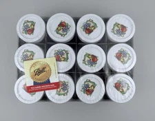 Vintage Kerr Quilted Crystal Jam Jelly Jars 12 Pack 8oz Glass Canning USA Lids