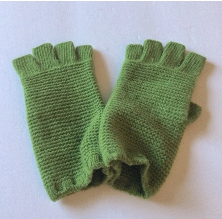 PORTOLANO WOMENS CASHMERE FINGERLESS GLOVES GREEN NWOT